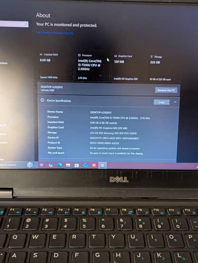 Dell latitude 5480 Core i5 7th 8gb ram 256 SDD all okay no any fault