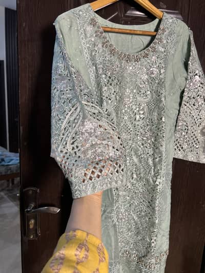 Elegant 3-piece party wear-Ice Blue- Worn Once