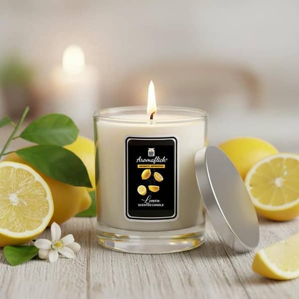 Lemon Scented Candle in Glass Jar – Bright & Clean Citrus Aroma