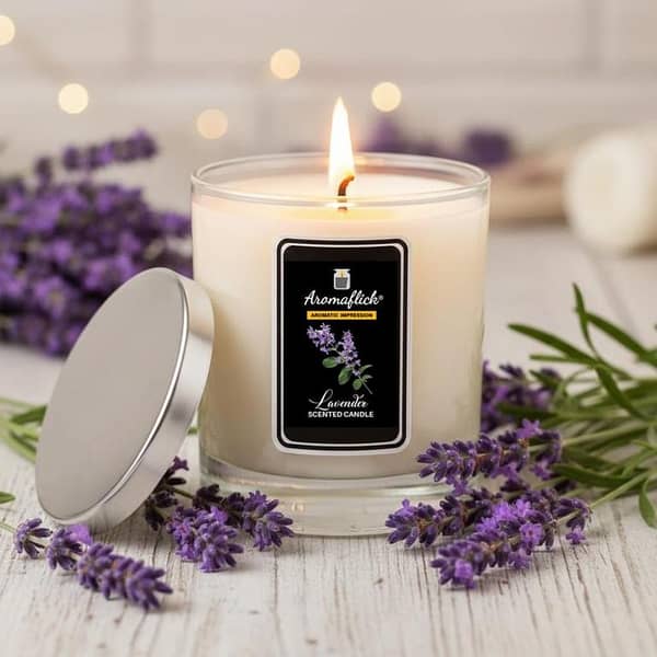Lavender Scented Candle – Elegant Glass Jar for Home & Spa