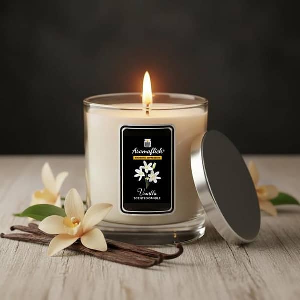 Glass Jar Vanilla Candle – Sweet & Cozy Scent