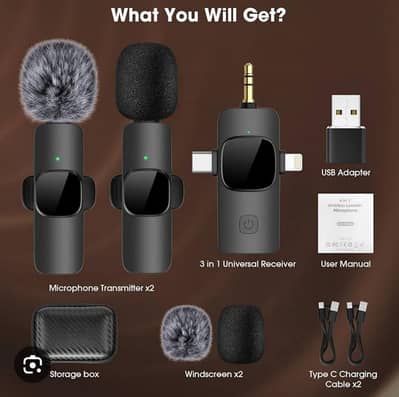 Dual wireless Microphone all in one Amazon lot C type/Iphone/ cameras