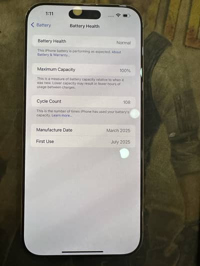 Iphone 16 pro max 100 helth pta approved