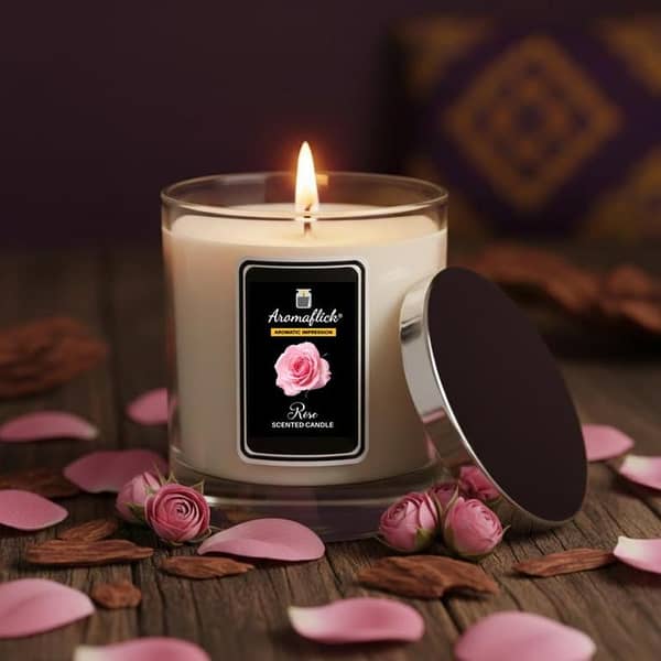 Romantic Rose Candle in Glass Jar – Soft & Soothing