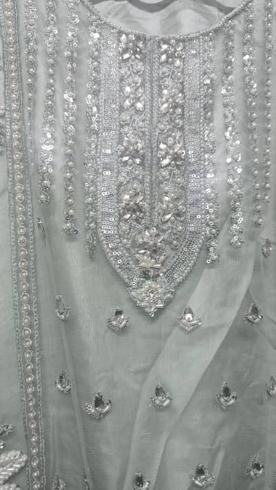 Heavy embroidery shirt trouser dupata Ready to wear size Large