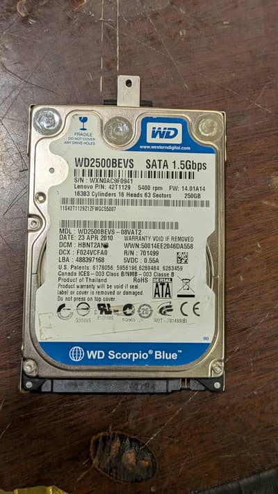 WD Laptop Hard Disk 250 GB for Urgent Sell