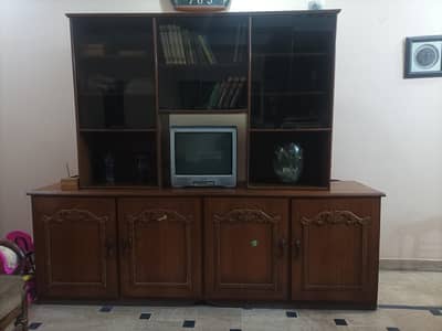 Wooden book shelf and cabinets for crockery