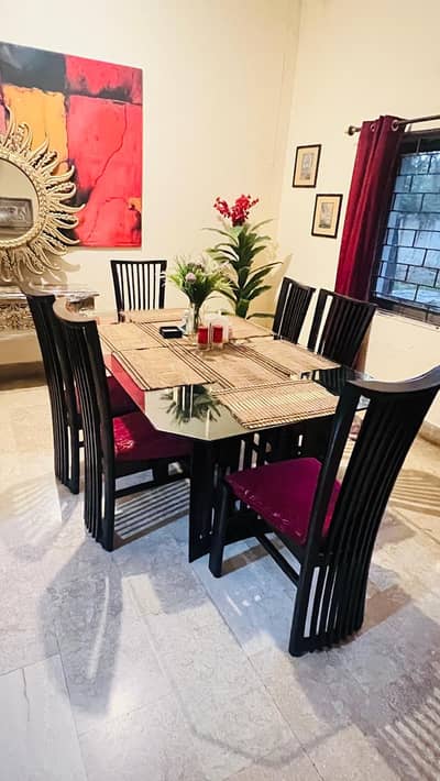 Dining table/6 seater Dining/Dining with chair/Glass top dining