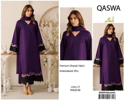 BRAND:*QASWA* dhanak embroidered unstitched 3pc