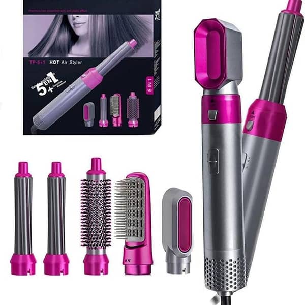 High Quality 5 in 1 Hair Dryer Brush - HairStraightener Brush - HairStyler - Hot AirBrush - Hair CurlerCurling - Hair Volumizer- One Step HairStyling Tool for Curling,Drying, Health & BeautyTools