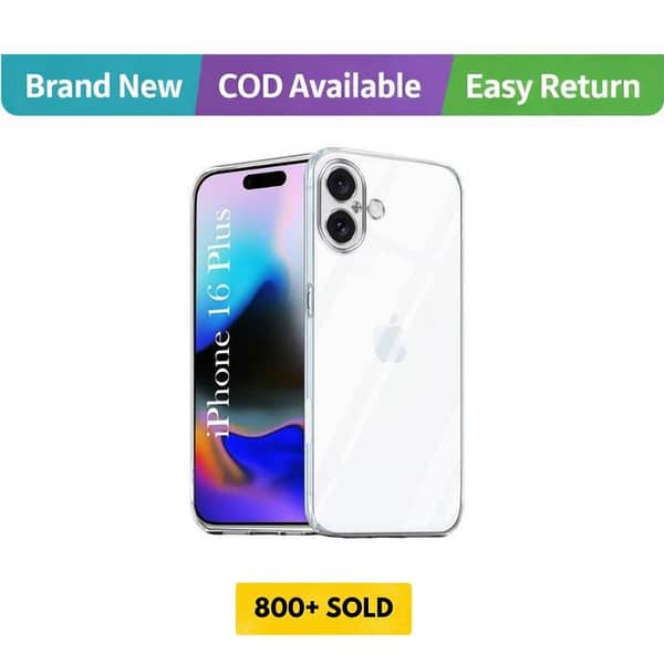 Transparent TPU Phone Case for iPhone 16 with Soft Charging Plug and Shockproof Camera Protection