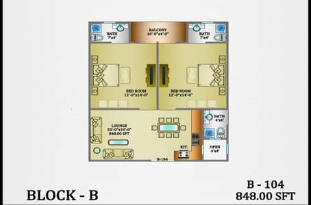 Flat Sized 848 Square Feet Available In Upper Gizri