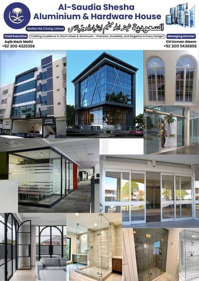 Aluminium Windows-Doors-Glass-Shower Cabin-12mm-Office Partition-LHR