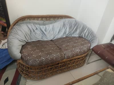 2 Seater Cane Sofa with Table