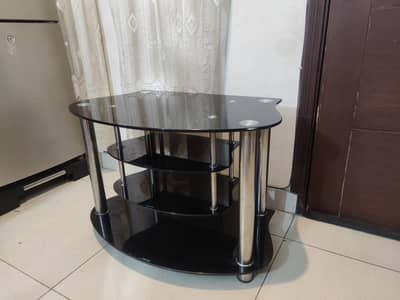 Black Glass TV Trolley / LCD Stand – Excellent Condition