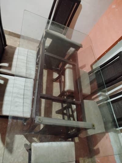 Dinning table Top Glass with 6 chairs