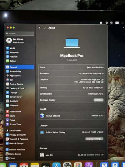 Apple MacBook Pro I 9 ,9th generation