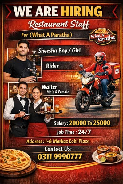 Restaurant Staff || Cafe Boy | Girl || Waiter || Jobs