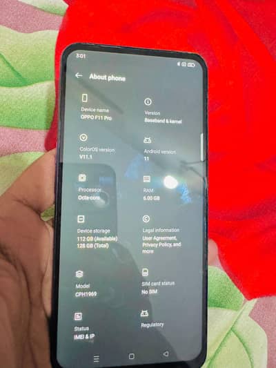 oppo f 11 pro 6rm memory 128  PTA approved 03/26/46/71/379 urgent sale