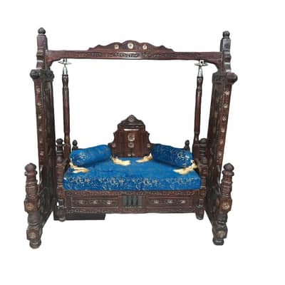 Royal Hand-Carved Wooden Jhoola - Premium Sheesham Wood Swing