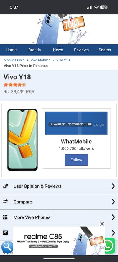 y18 vivo Pta approved with box charger