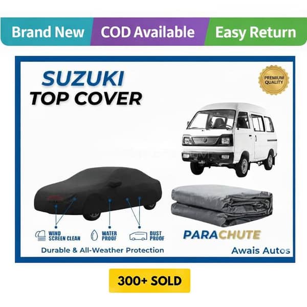 Suzuki Bolan Parachute Top Cover | Black | Waterproof | Dust & UV Protection