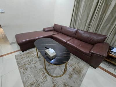L shaped sofa and coffee table for sale