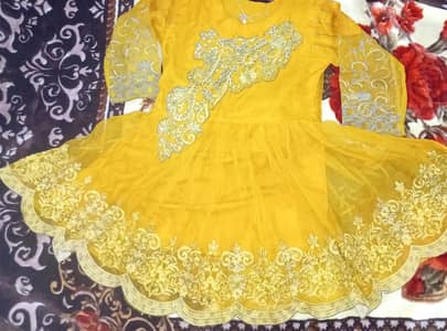 mehndi frock with shrara & dupatta