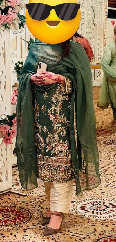 Green Heavy Design suit Urgent Sale