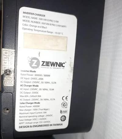 Ziewnic Hybrid Inverter 3kW and Batteries