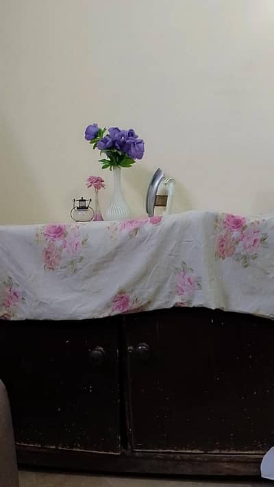 Dark brown Wooden iron stand with storage