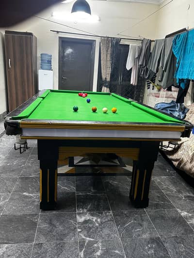 snooker table 4/8 used with 6 ball set and pool set also