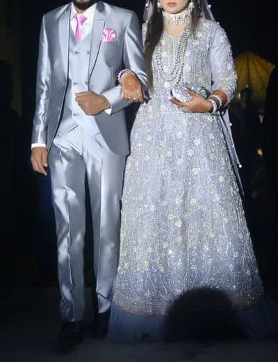 Bridal Maxi/ Silver Walima dress/ reception dress