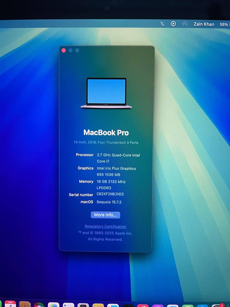 Macbook Pro 2018 i7 Processor 8th Generation 7