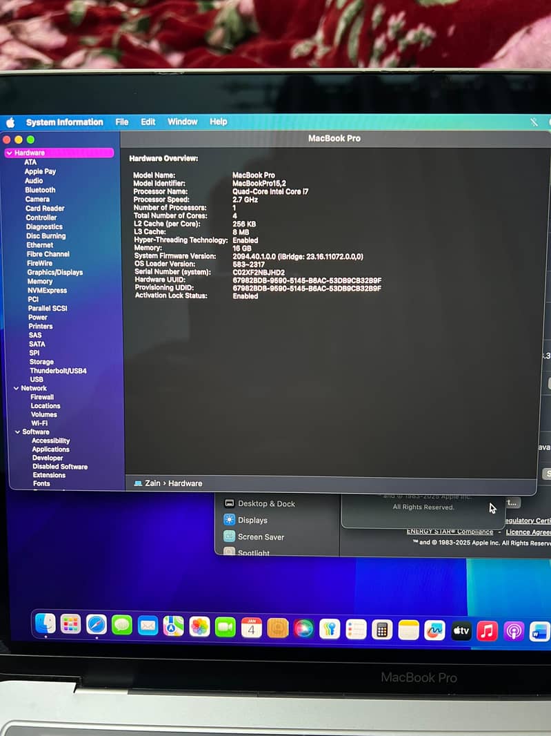 Macbook Pro 2018 i7 Processor 8th Generation 8