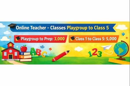 “Online Teacher for Kids – Playgroup to Grade 5”