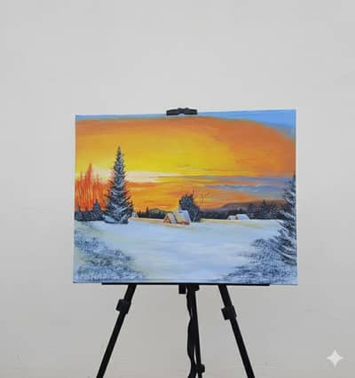 Winter Snow Landscape – Hand Painted Canvas Art
