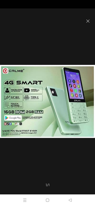 Calme 4G Smart touch and type mobile with 4000mah huge battery.