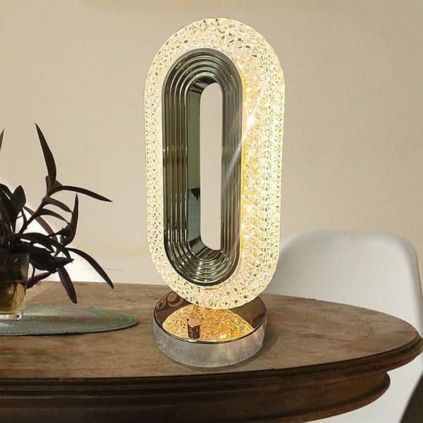 Oval Shape Decorative Night Lamp | Led Night Light | Bedside Desk Lamp | Home Decoration Lamp | Dimmable Light Changing Lamp | Antique Oval Shape Table Lamp | Crystal Lamp (1PCS)