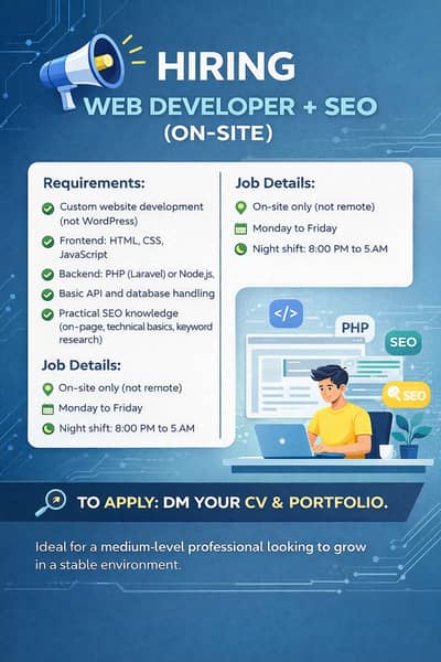 Hiring Web Developer + SEO (On-Site)