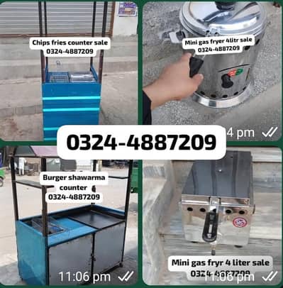 chips burger shawarma fries juice hotplate fryer food counter sale new