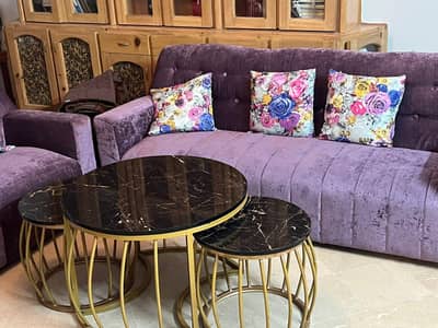 5 seater pink sofa set, 5 seater brown set, 3 seater setty almost new