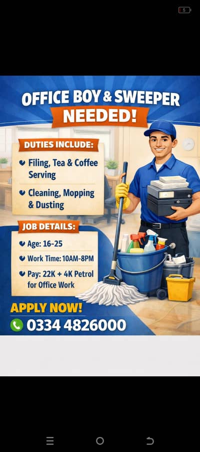we are hiring office boy(swiper)