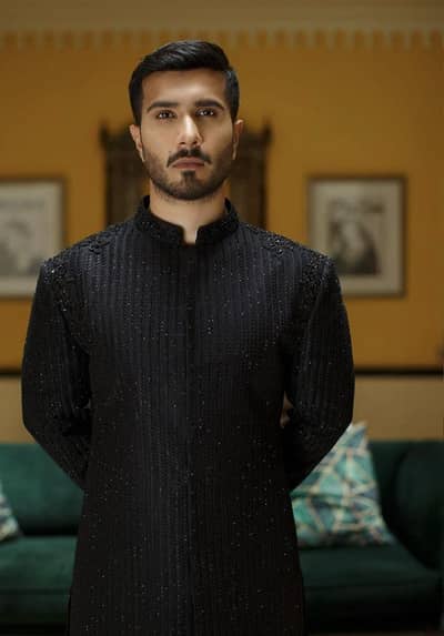 desiner seherwani with qula and shal