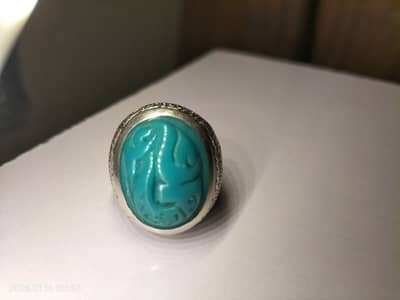 Hand ring made in silver with ancient and 100% original Turquoise