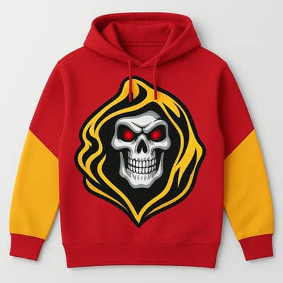 Ref Grim Reaper Skull Graphic Hoodie-Bold Streetwear Pullover Hoodie