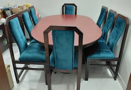 8-Seater Dining Table with Chairs – Solid Wood, Excellent Condition
