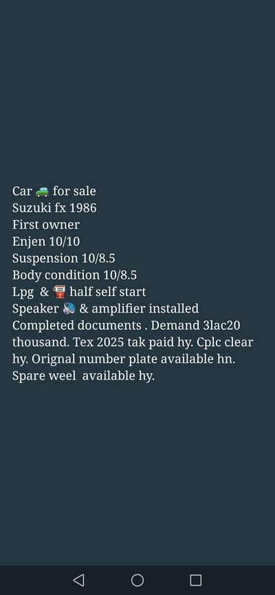 suzuki fx for sale family use car