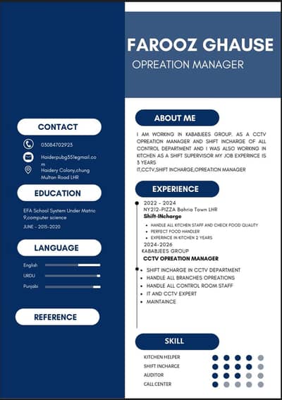 NEED JOB FOR CALL CENTRE AND RESTAURANT MANAGEMENT
