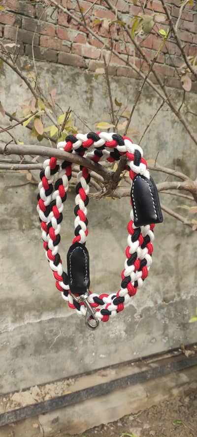 Handmade Braided Synthetic Fiber Horse Lead Rope - Red, Black & White